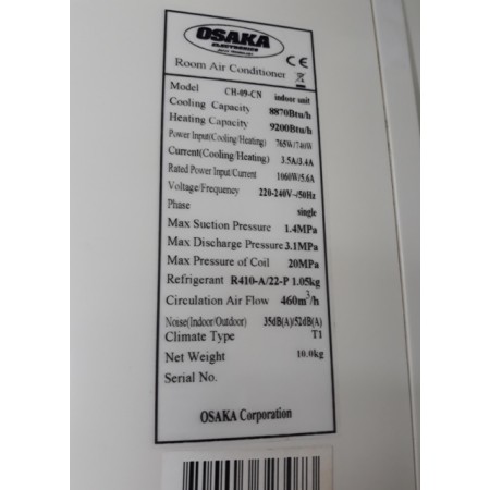 OSAKA CH-09-CN, 9000 BTU