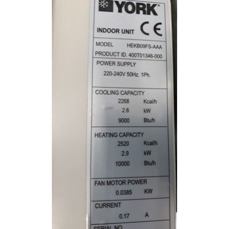 Конвенционален климатик YORK HEKB09FS, 9000 BTU